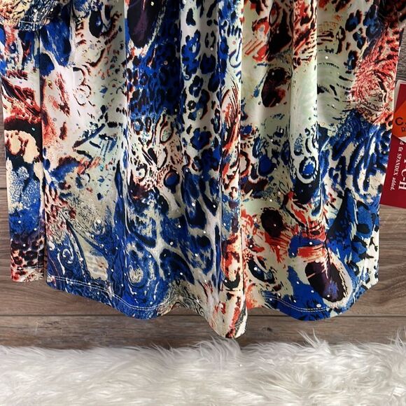 C.D. Petites Ladies Scoop Neck Sequins Blouse, Size PM Petite Medium,Multicolor - Picture 4 of 8